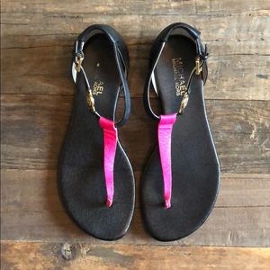 Micheal Kors Black and Neon Pink Sandal
